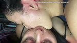 A naughty girl sucks my huge tongue