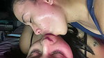 A naughty girl sucks my huge tongue
