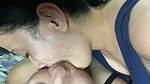 Again she sucks my huge tongue deeply
