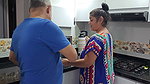 Aly sucks Apu’s cock in the kitchen!
