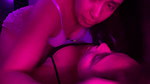 Big tongue sucking with lesbian kisses before going to bed