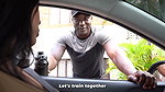 Busty brunette ends up with a stranger in her room after seeing his big cock while jogging