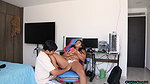 Cheating girlfriend talks to her partner while fucking her lover