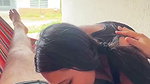Colombian amateur takes her boyfriend’s cock out in public and sucks it until he cums