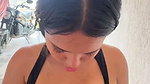 Colombian amateur takes her boyfriend’s cock out in public and sucks it until he cums