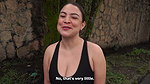Colombian busty babe gets unexpected proposal on the street from a muscular brunette guy