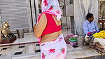 Chubby desi lady huge ass and big breasts and cleavge in pink saree 1