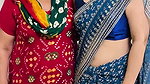 Hot Marathi lady open navel in blue saree