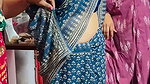 Hot Marathi lady open navel in blue saree