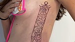Girl showing off tattoo & her almost topless hot body, closeups, 60fps – must watch 2