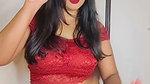 hot chubby lady in red dress sexy navel and boobs 2 2