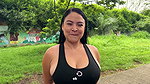 Fan finds busty Daniela Gomez and invites her to fulfill her fantasies outdoors in a public park