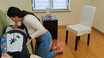 Female shrink with red heels treats her patient after a bad divorce