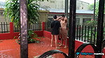 GOOD SEX ON A RAINY DAY OUTDOORS AND NEIGHBOR SURPRISES THEM