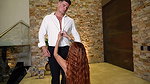 Handsome man hires beautiful Colombian redhead and fucks her hard on the stairs Andrea Castro and Malik Delgaty
