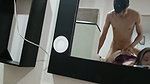 HE FUCKS HIS STEPSISTER IN FRONT OF THE MIRROR WHILE SHE EATS A HOTTIE