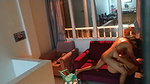 fucked hard by my neighbor and cuckold watches us then he also fucked me and creampies me