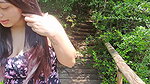 Hiker interrupts outdoor photo session
