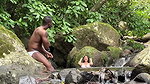 Horny colombian milf shows me her big tits outdoors and we fuck inside the river