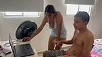 I take advantage of the fact that I teach my stepsister to play with my computer to make her feel my huge cock in her ass