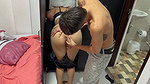 I take advantage of the fact that my stepsister is stuck in the closet to fuck her in the ass and cum on her back