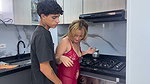 I take advantage of the fact that no one is at home, to my stepmother hard in the kitchen