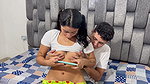 I teach my little stepsister to play on the phone while I make her feel my huge cock