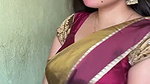 bengali lady sexy big deep navel in maroon saree 1