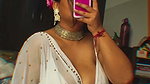 busty punjabl lady cleavage in white saree 1