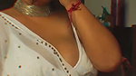 busty punjabl lady cleavage in white saree 1