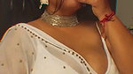 busty punjabl lady cleavage in white saree 1