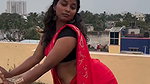 tamil dusky lady hot navel in red saree 1
