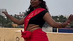 tamil dusky lady hot navel in red saree 1