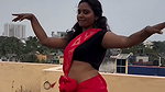tamil dusky lady hot navel in red saree 1