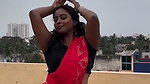 tamil dusky lady hot navel in red saree 1