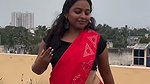 tamil dusky lady hot navel in red saree 1