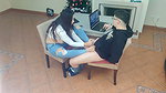 Hot teacher masturbates her student in private lessons