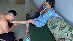 Hot wife subdues her husband to lick her feet and wet pussy!