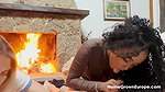 Scarlett Taylor & Juliana Europe – Amateur foursome by the fireplace