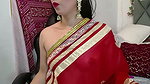 Desi Wife in Red Saree showing her boobs 2