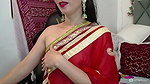 Desi Wife in Red Saree showing her boobs 2
