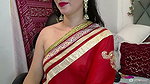 Desi Wife in Red Saree showing her boobs 2
