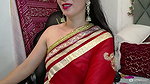 Desi Wife in Red Saree showing her boobs 2