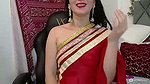 Desi Wife in Red Saree showing her boobs 2