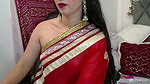 Desi Wife in Red Saree showing her boobs 2