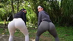 Two girl n fuck in the ass with GYM trainer