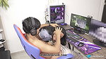 Video game loving boy is surprised by Mishell and her deep throat
