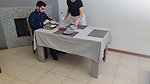 Waitress gets internal cumshot in her creamy pussy under the table