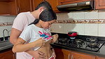 My little stepsister wants to fuck for the first time in the kitchen and I give her the best sex of her life