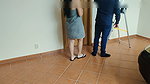Naughty wife fucks electrician next to her husband